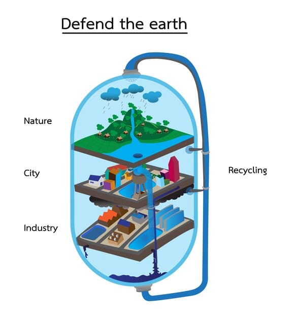 Illustration depicting a variety of carbon removal technologies in a schematic diagram, including direct air capture plants, afforestation projects, bioenergy with carbon capture facilities, and enhanced weathering processes, all connected by pipelines and transportation networks to secure underground storage sites.