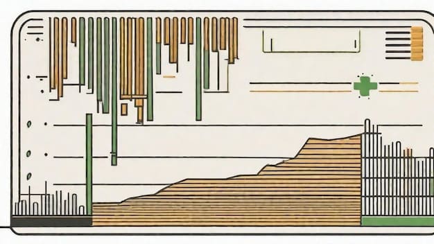 A graph displaying the historical trends of timber production in the US alongside a parallel line showing the rate of deforestation. Annotations on the graph highlight key periods where spikes in deforestation correlated with drops in timber production. The x-axis represents time (years), and the y-axis shows both timber production volume and area of deforestation.